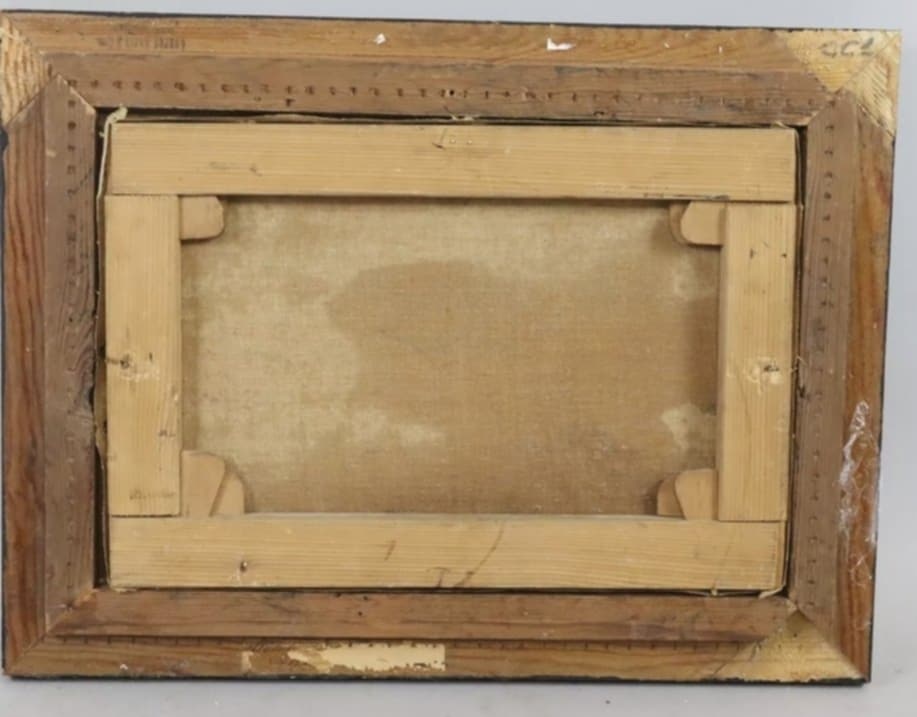 Predám starožitnú olejomalbu na plátne 50cm x 37cm ,,Prístav - 4