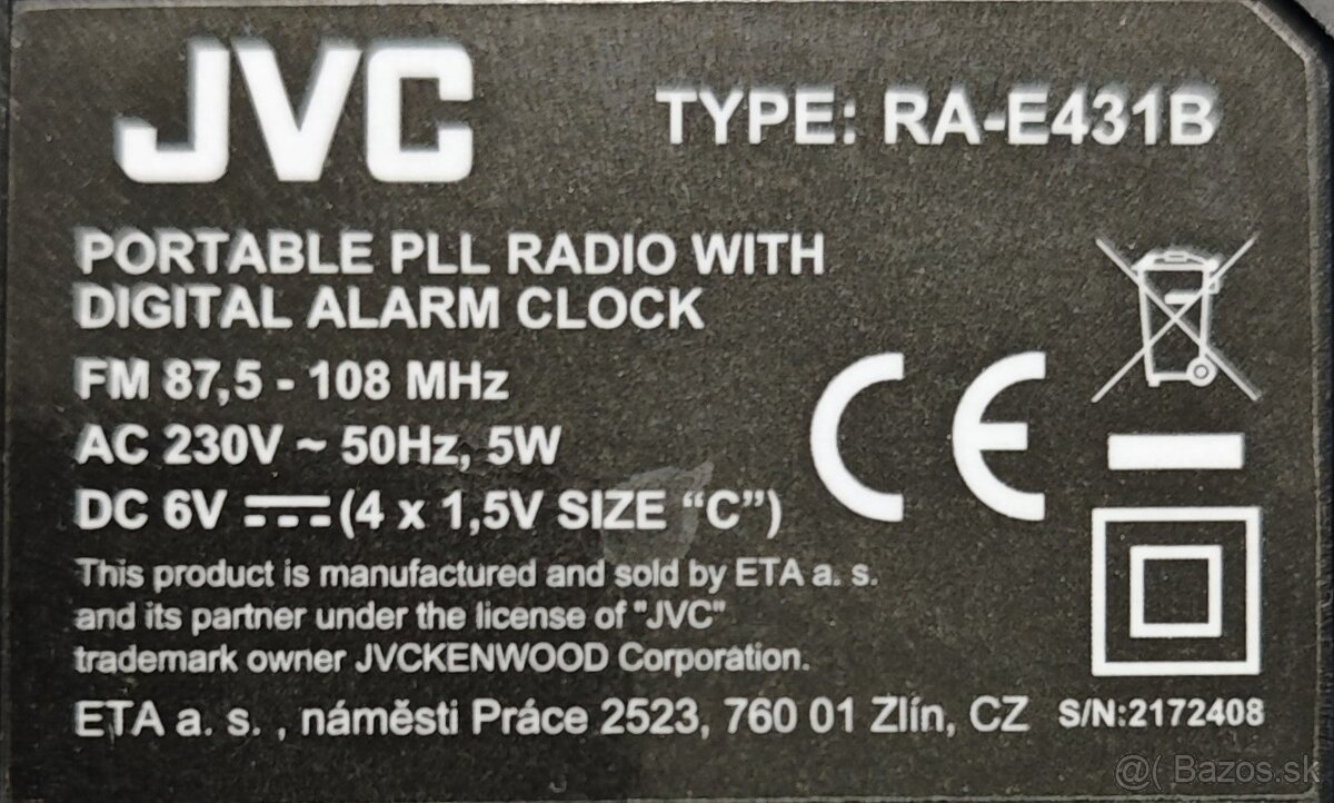 Rádioprijímač JVC RA-E431B čierny - 4