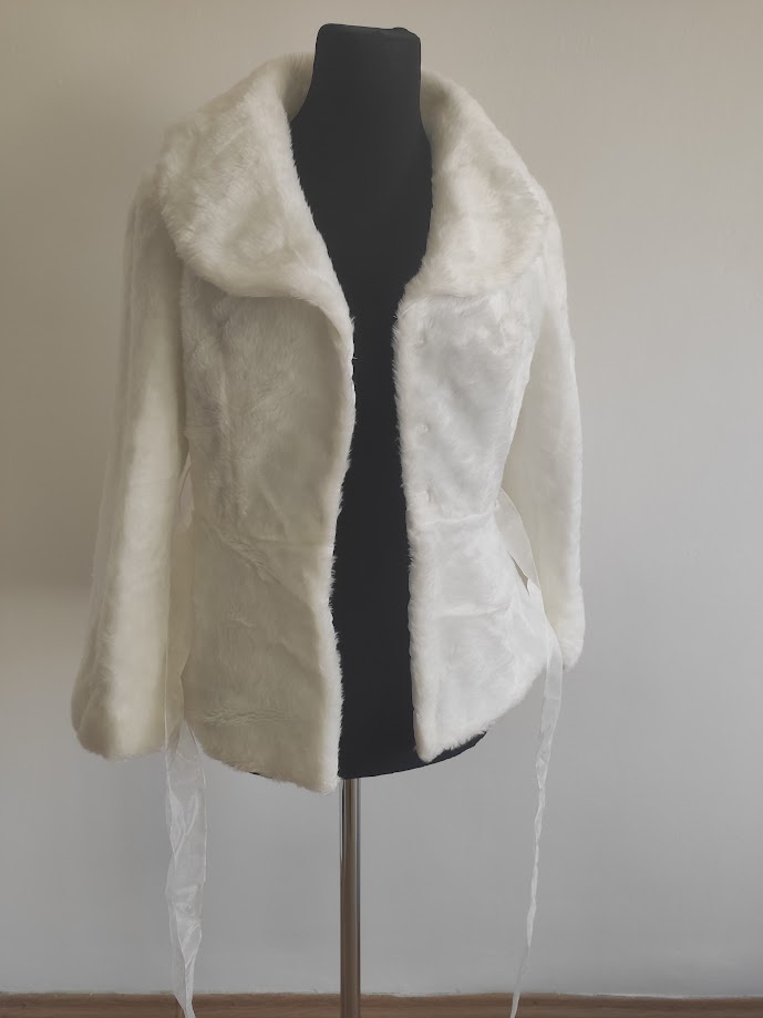 Kožušinový kabátik krémový - 4