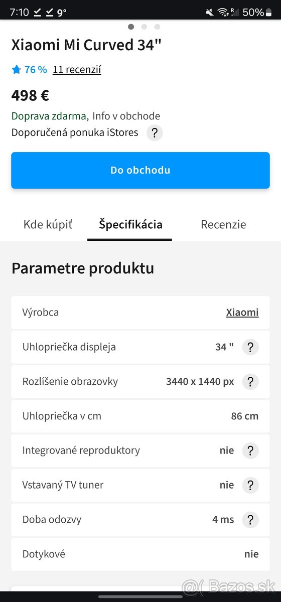 Predám Xiaomi Mi Curved 34" - 4