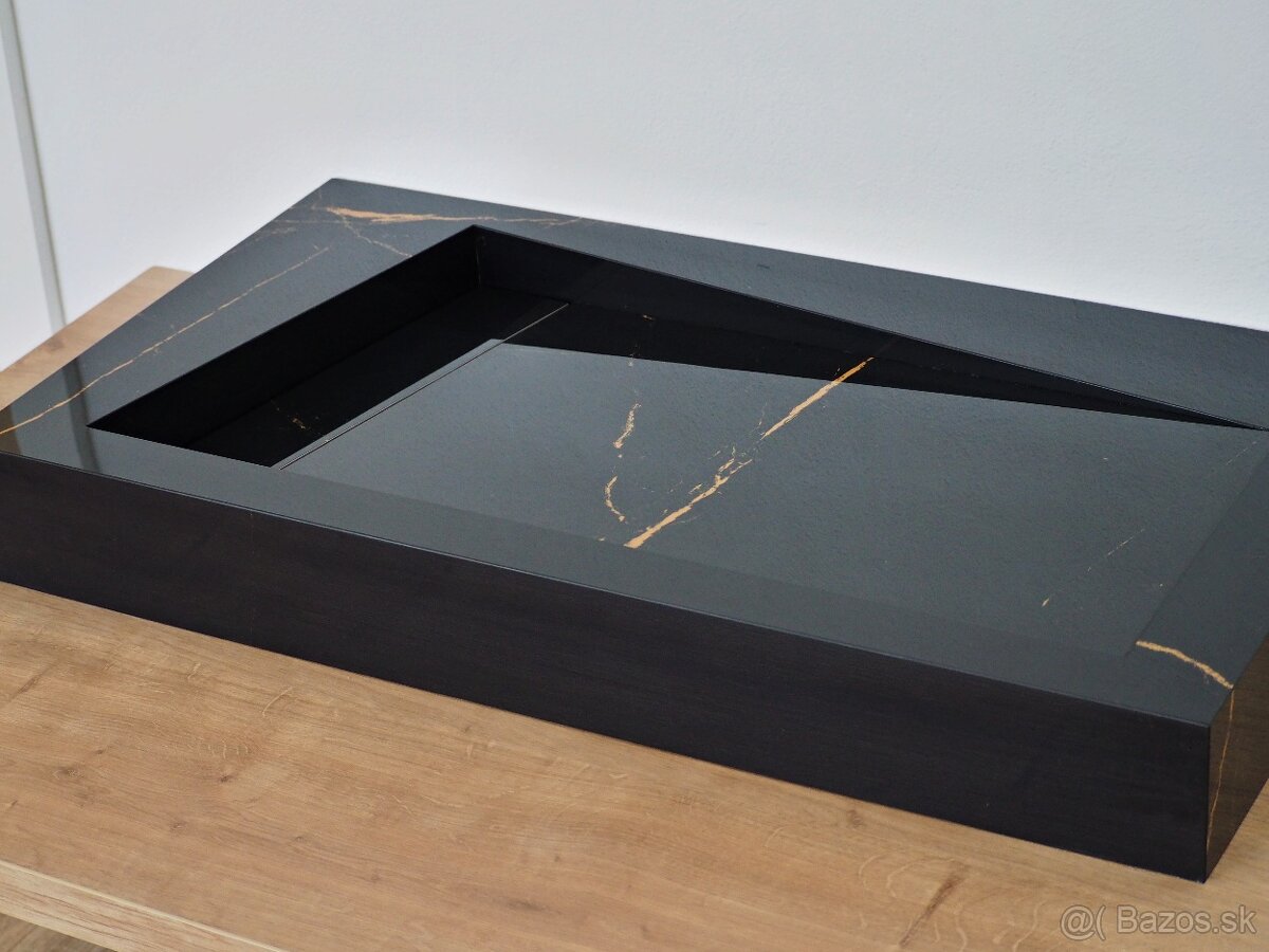 Čierne dizajnové umývadlo 80cm široké, umývadlo z dlažby - 4