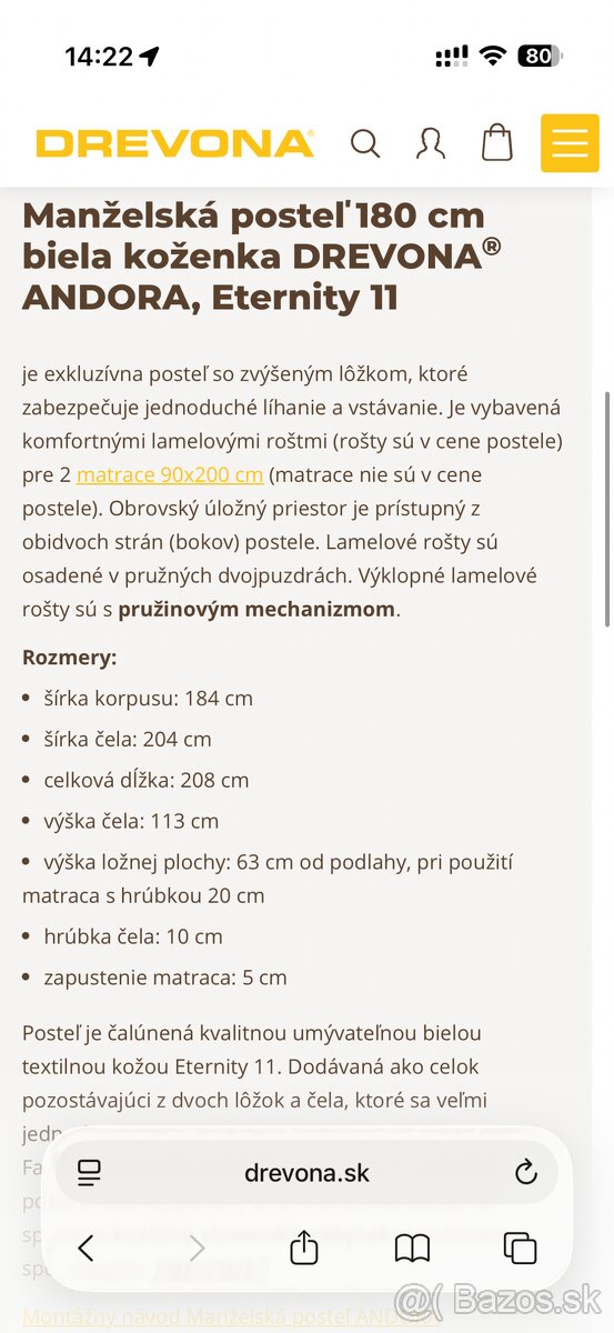 Kvalitná slovenská manželská Posteľ DREVONA - 4