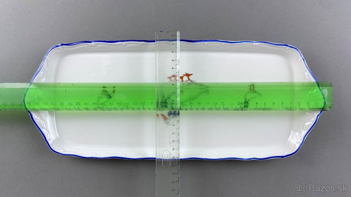 Podnos porcelánový s motívom husí, modrá linka - 4