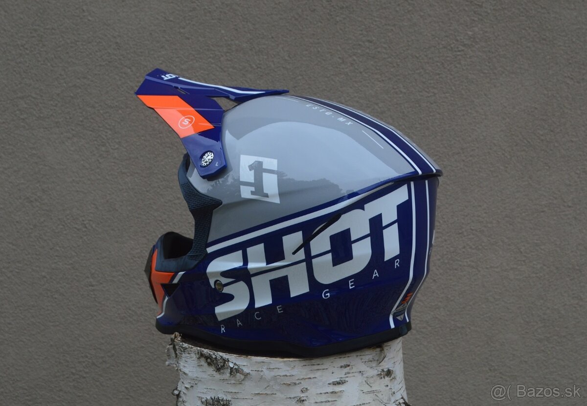 prilba helma okulare shot oranžová sivá modrá lak. - 4