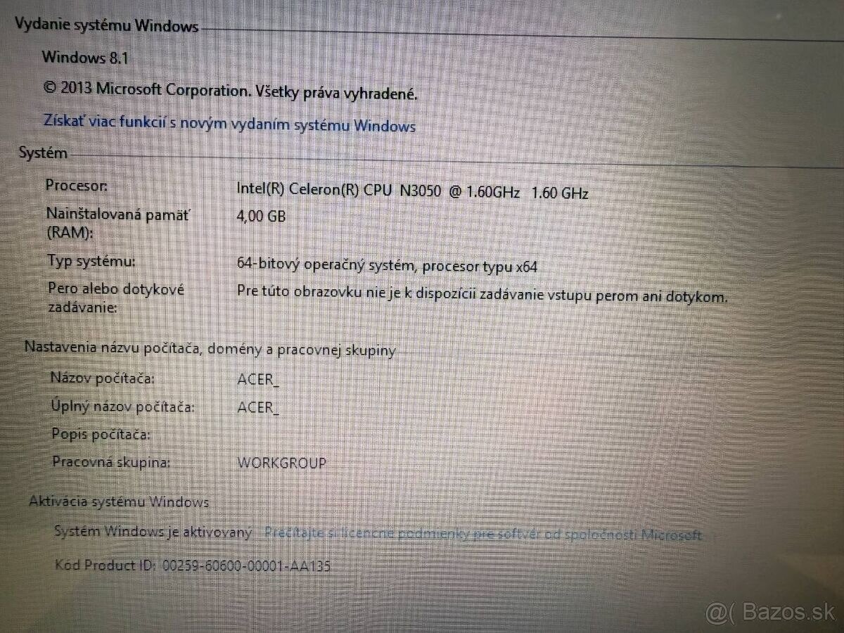 Acer Aspire Intel Celeron N3050 / 4GB RAM / 250GB HDD - 4