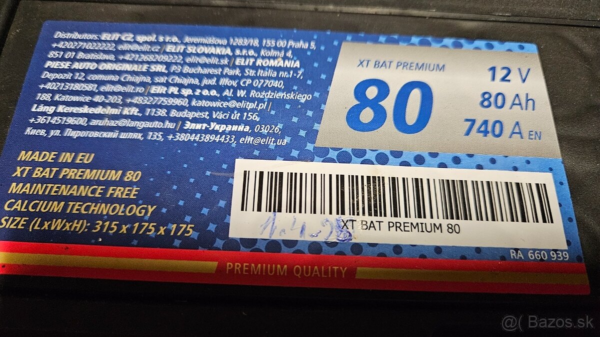 Autobateria XT Battery 12V 80Ah 740A XTM 80 - 4