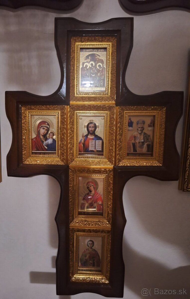 Nástenný drevený kríž s ikonami - 4