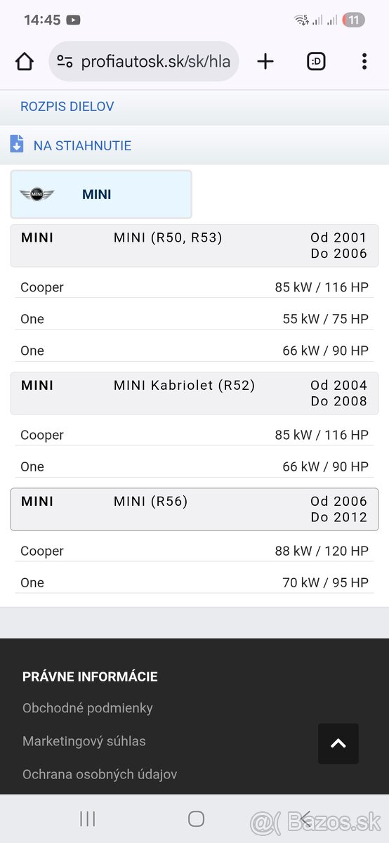 Predám manzetu kĺbu na Cooper 1,6 85kw - 4