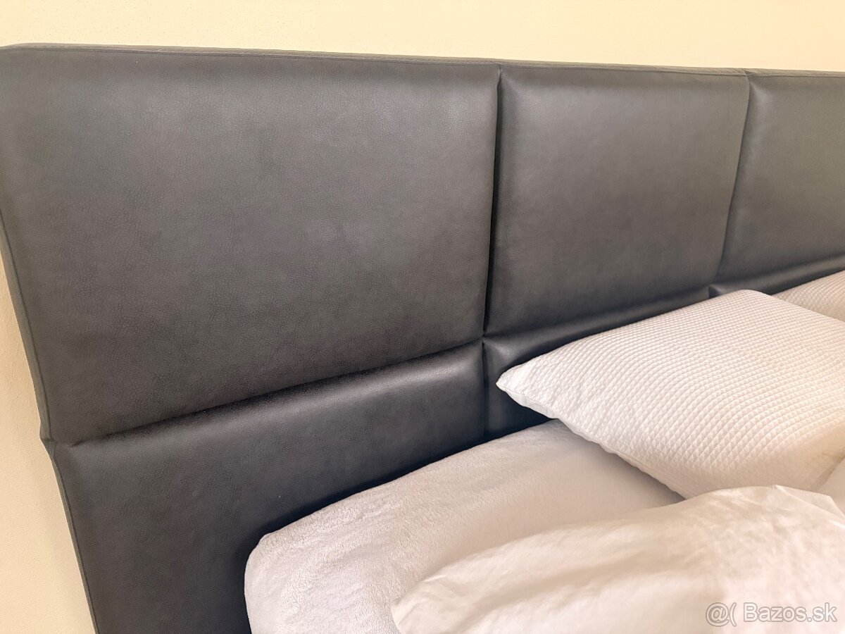 Čierna manželská postel 180x200 čalúnená - 4