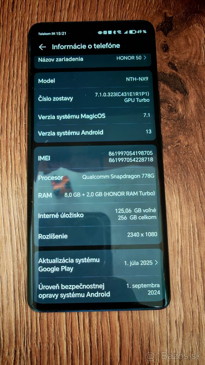 Predám Honor 50 RAM 8GB + 2GB ROM 256GB - 4