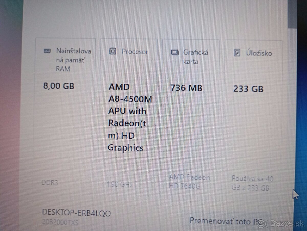 Lenovo Thinkpad E545 ,Windows 10 , AMD A8 4-jadro , 8gb ram - 4