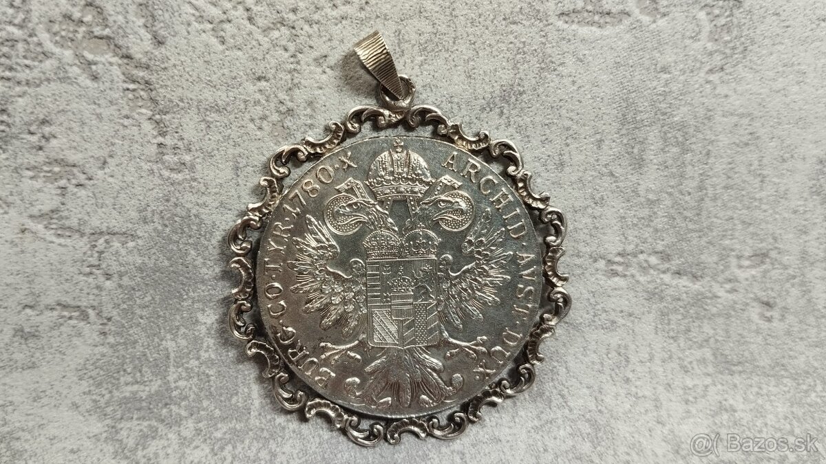 Velká stříbrná mince - ag tolar Marie Terezie(novoražba)punc - 4
