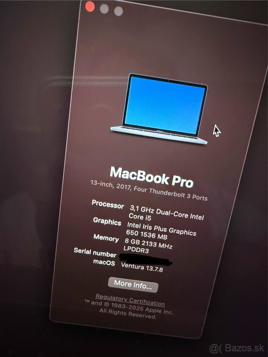 Predam MacBook Pro 13 2017 SpaceGrey 256GB HDD, 8GB RAM - 4