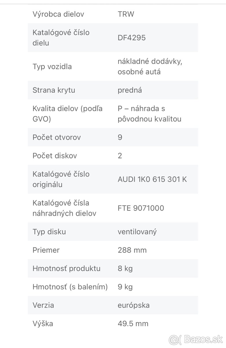 brzdové kotúče 5112 TRW VAG group - 4