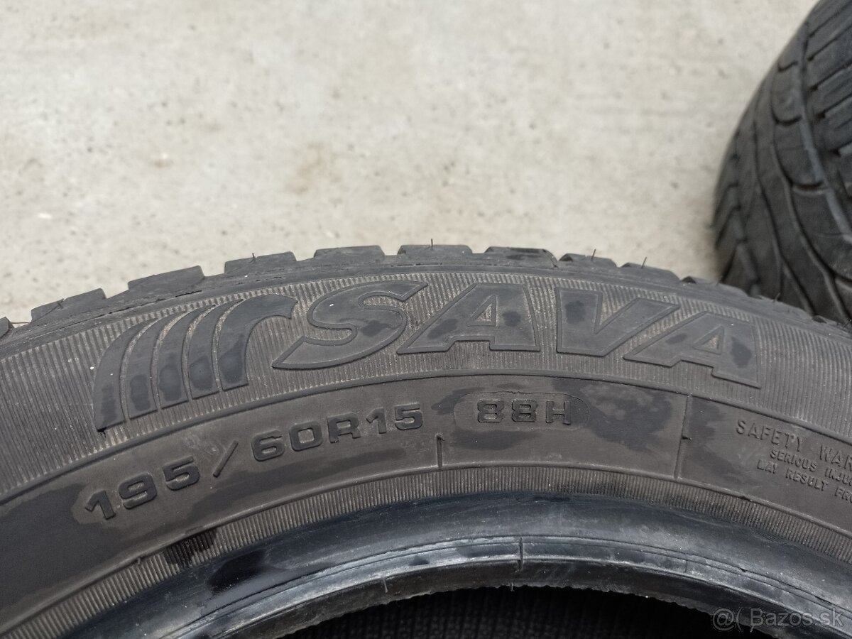 Predám 3 letné pneumatiky Sava 195/60 R15 - 4