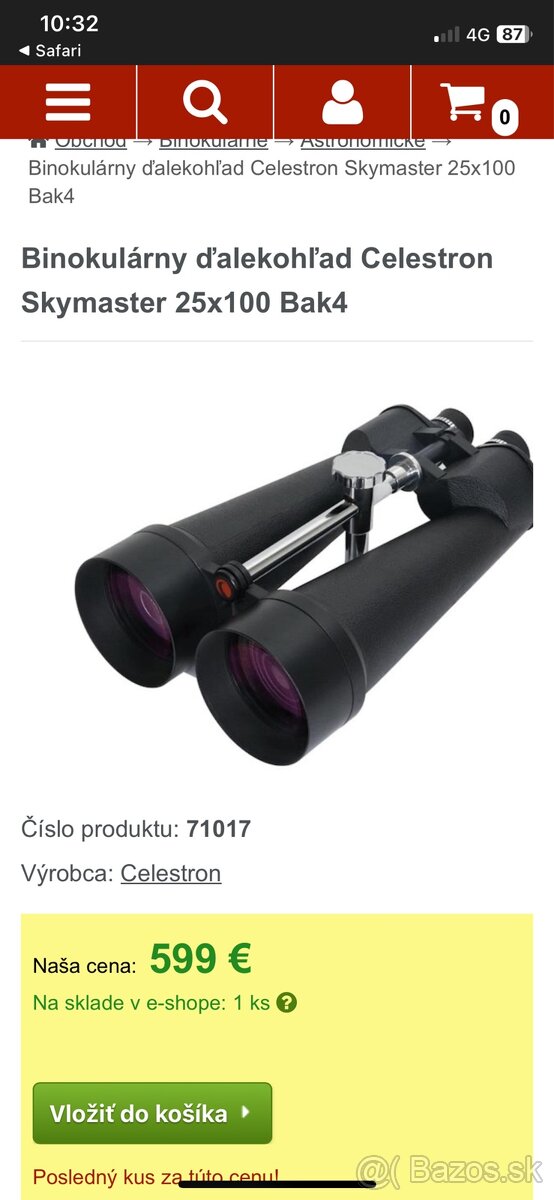 Binokulárny ďalekohľad Celestron Skymaster 25x100 - 4
