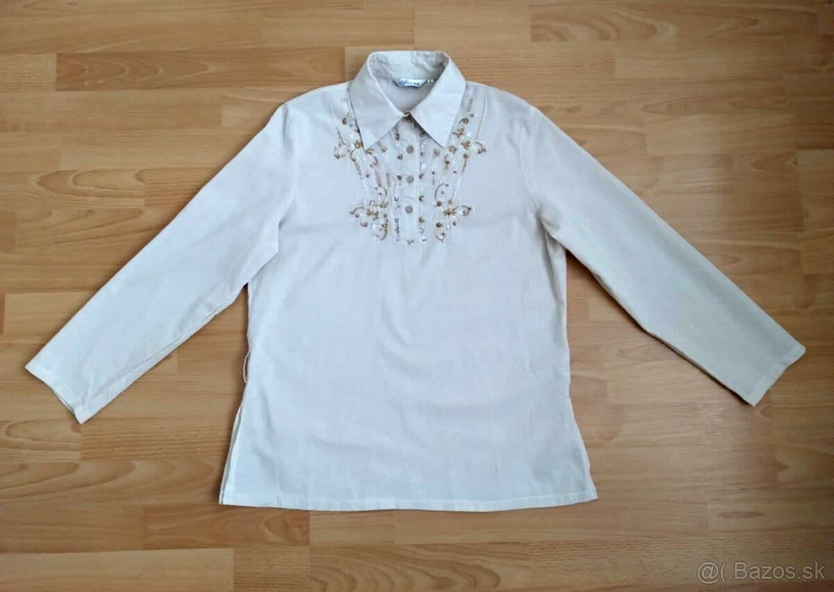 Dámska béžová blúzka/halenka/košeľa s s dlhým rukávom (Fiona - 4