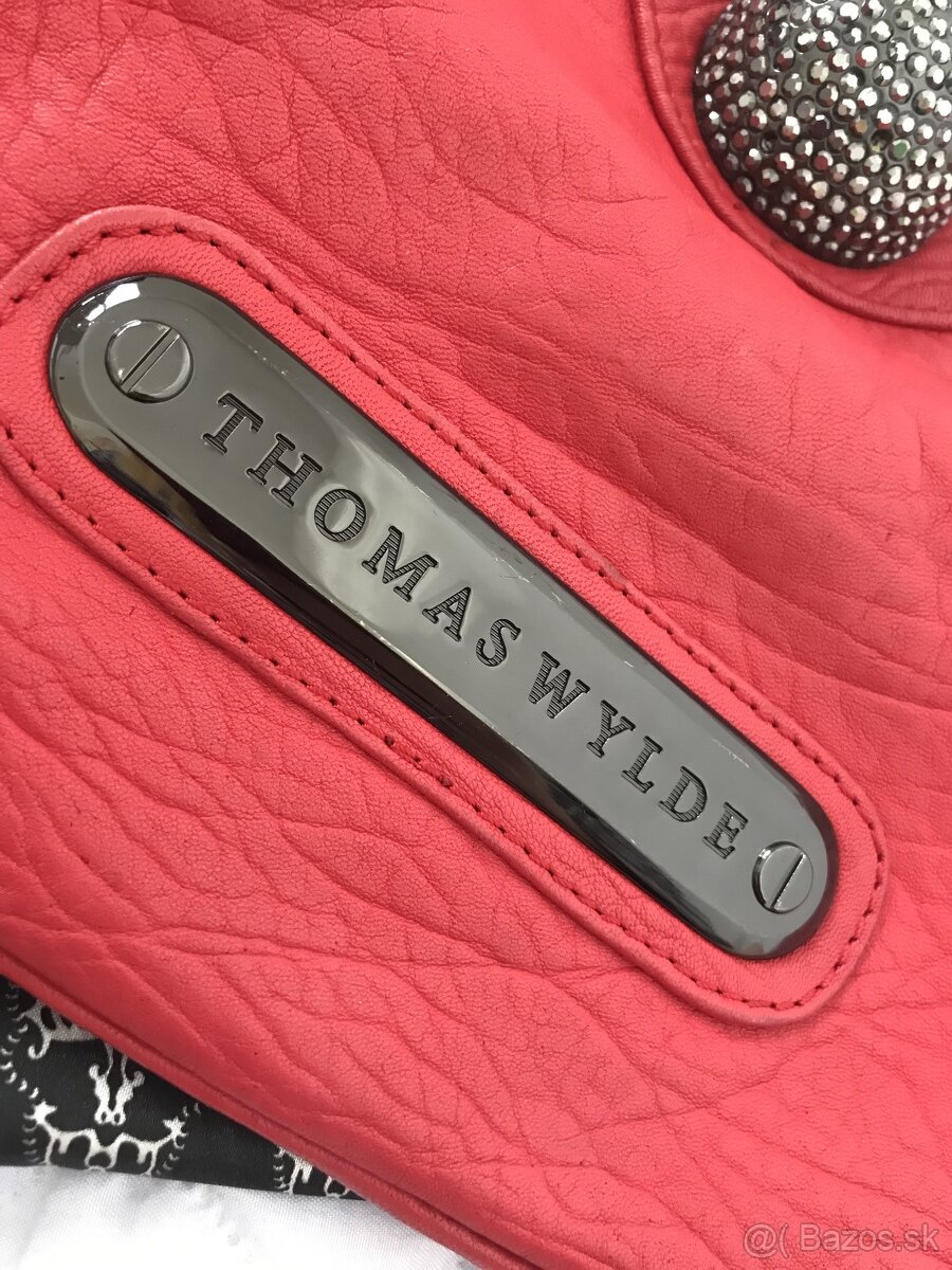 červená kožená clutch kabelka - 4