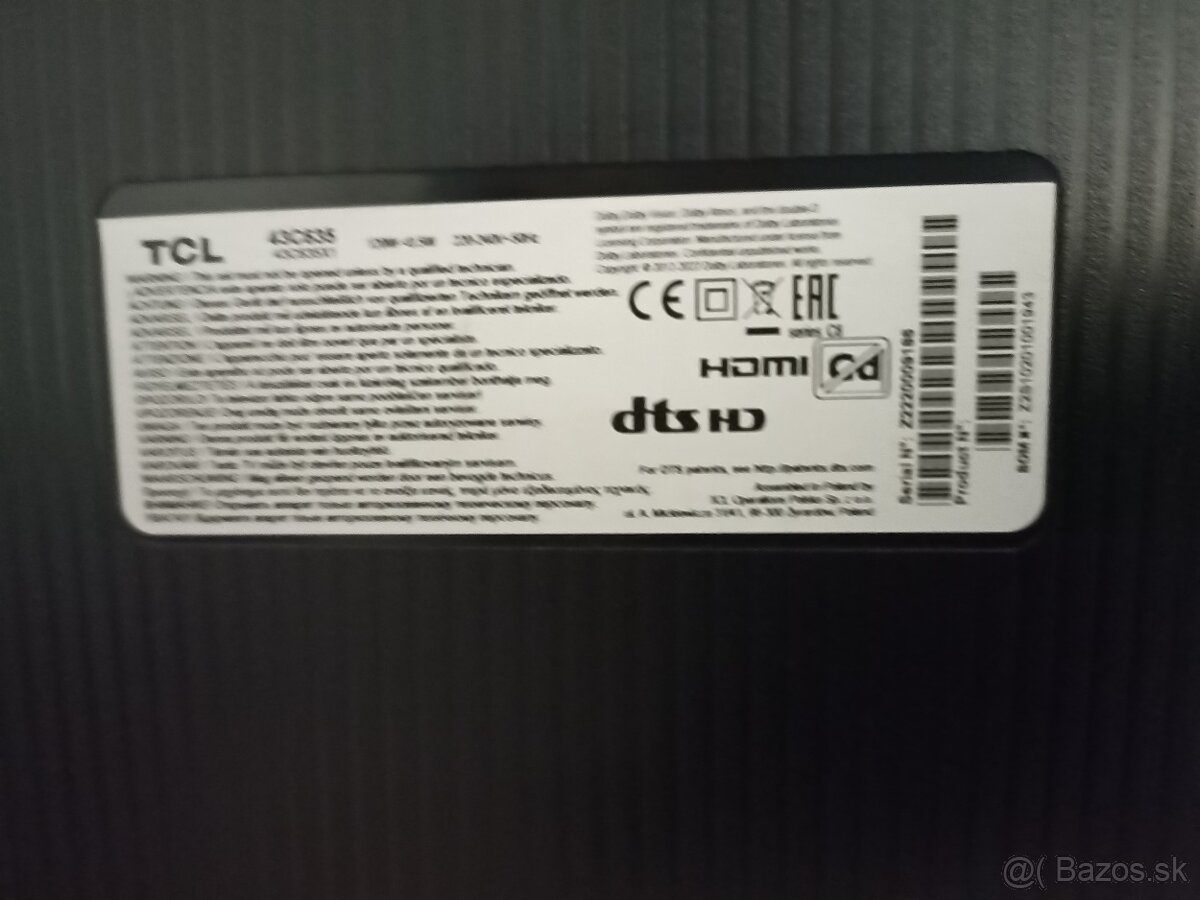 Predám Televízor TCL 43C635 - 4