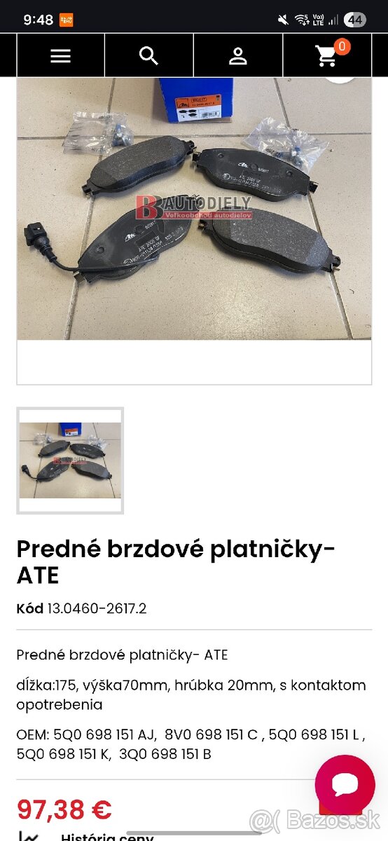 Brzdové platničky ATE - 4