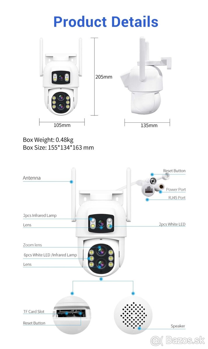 Wifi vonkajšia kamera 10MP, 10x zoom, Nová - 4