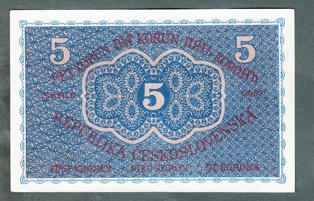 Staré bankovky 5 korun 1919 velmi pěkný stav 1 - 4