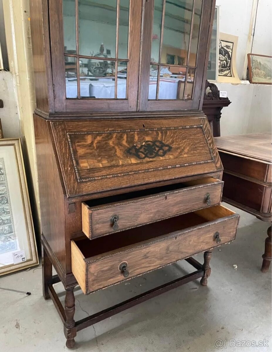 Písací kabinet, sekretár s vitrínou - 4
