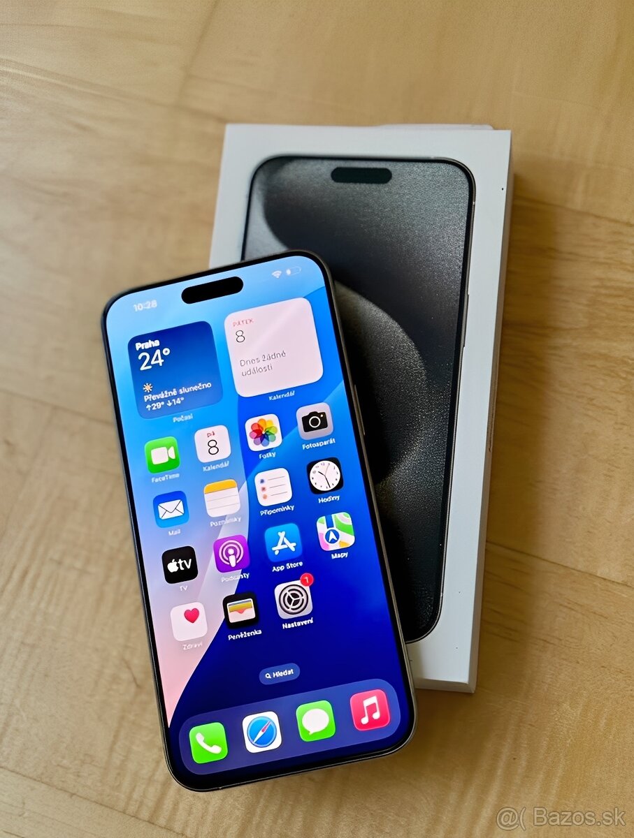iPhone 15 Pro Bílý Titan BATERIE 100% TOP - 4