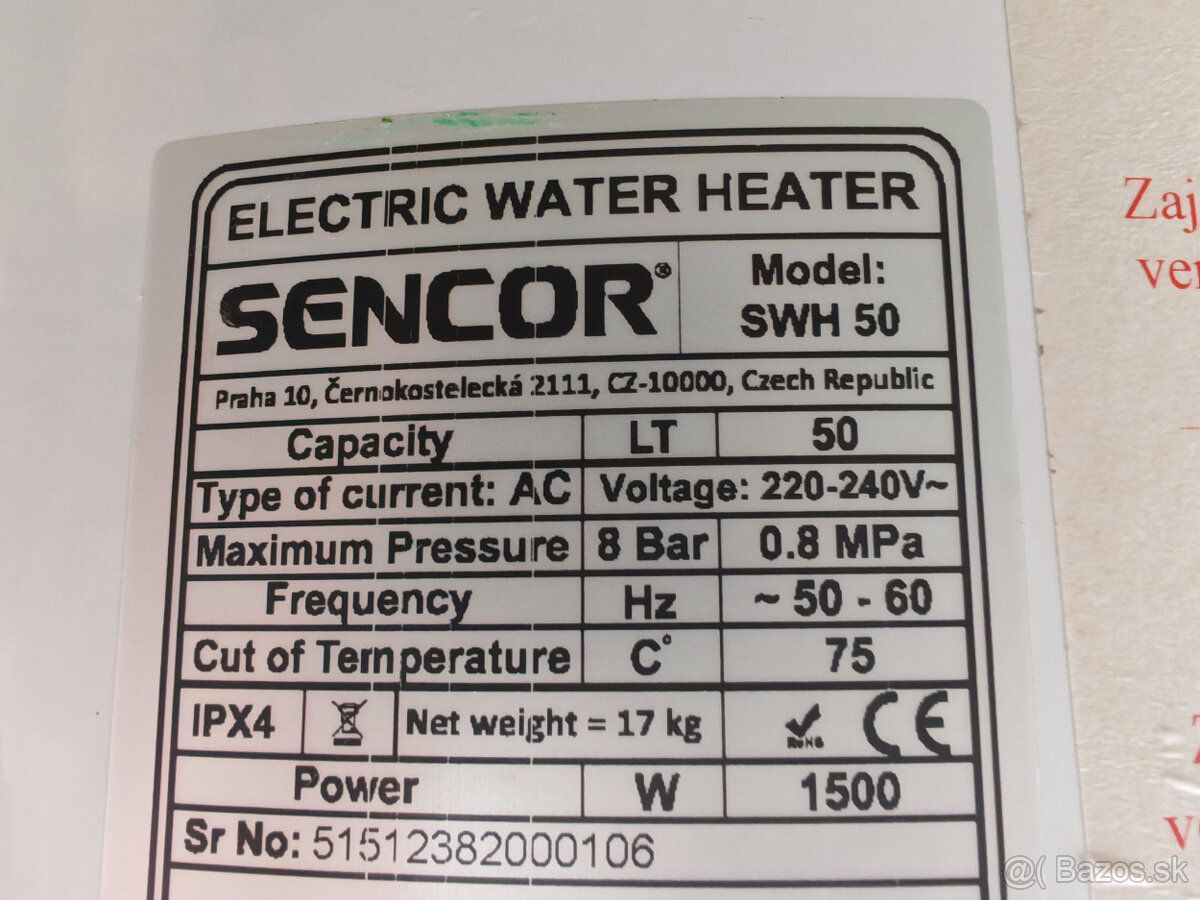 Predám Sencor Elektr. Bojler 50L - 4