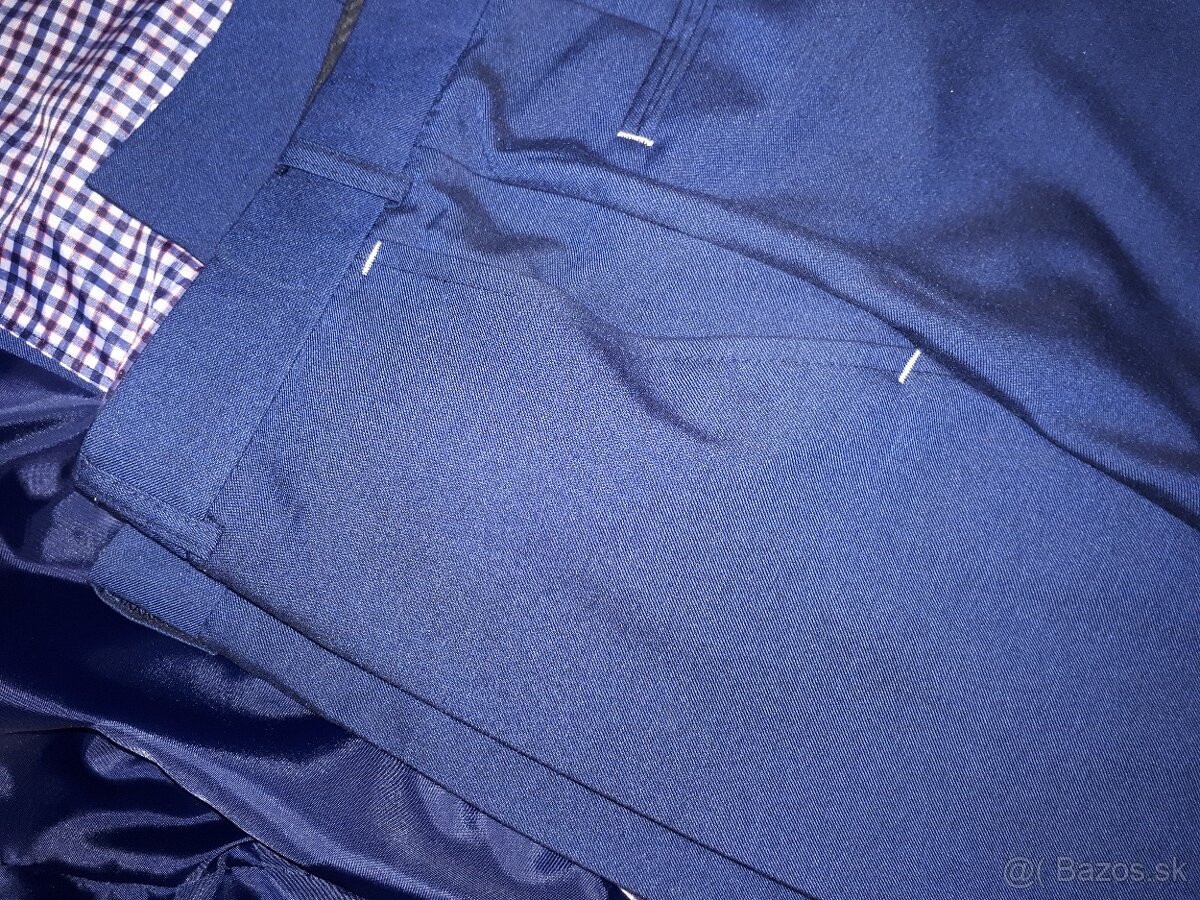 Pánsky modrý slim oblek - 4