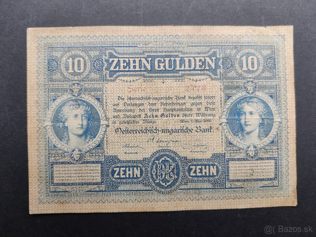 Bankovky 10 Gulden 1881 - 4