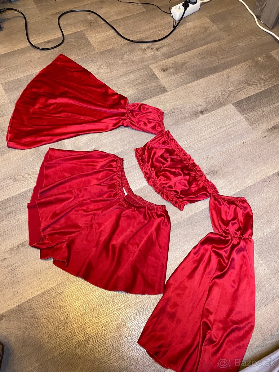 Červený kostým Margo XS - top a šortky - 4