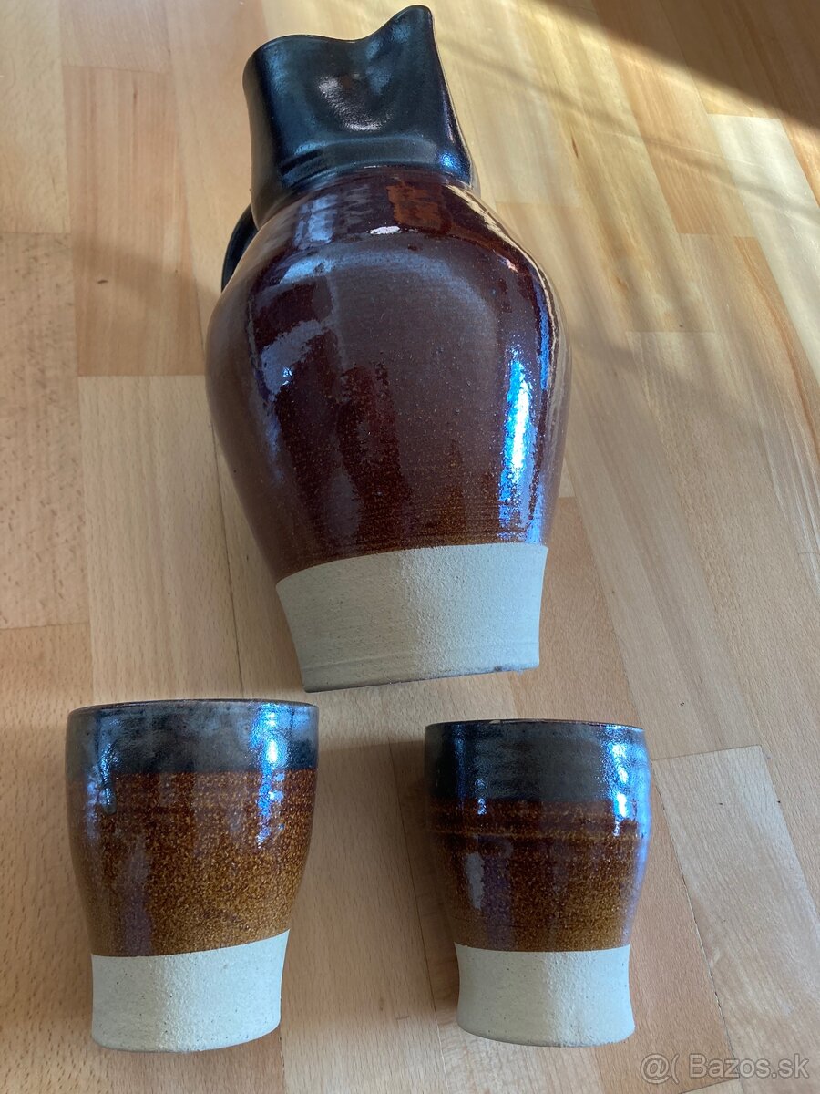 Predám keramický džbán + 2 poháre - 4