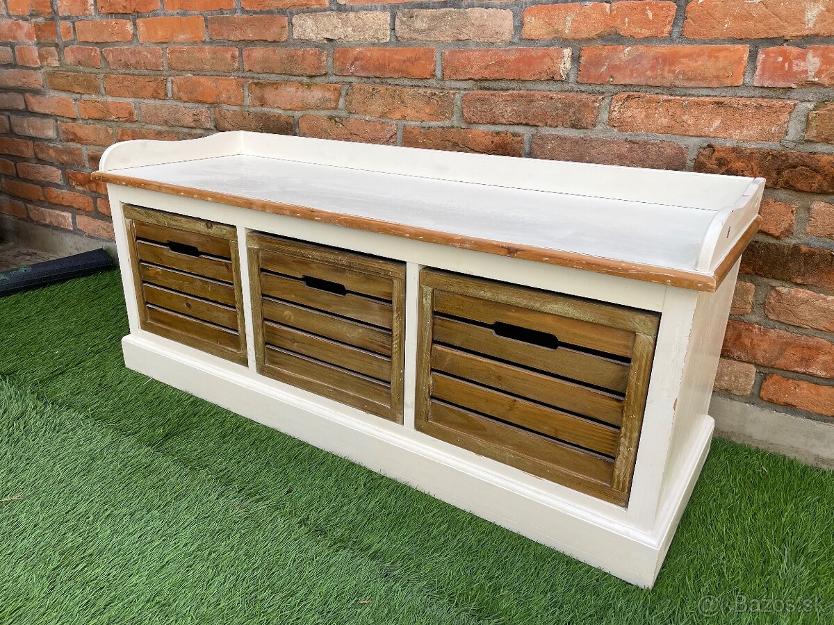 Botník vintage, lavica so zásuvkami - 4