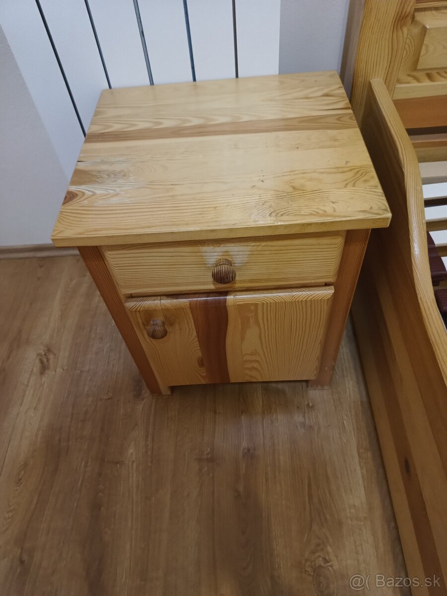 Posteľ s úložným priestorom borovica masiv+dva matrace j - 4