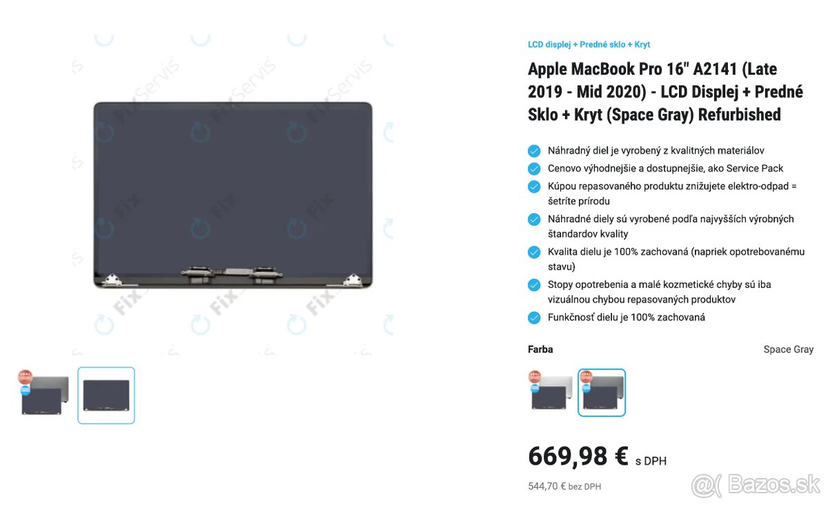 Display na MacBook Pro 16", A2141, farba Space Gray - 4