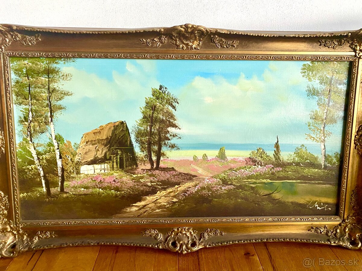 Starý krásný obraz, olejomalba na plátně - 4