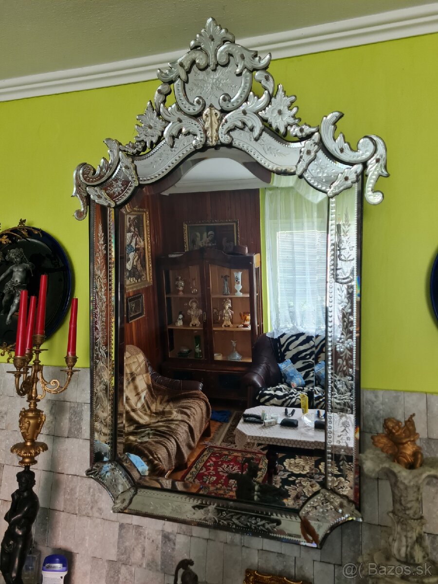 Benatske zrkadlo masívny zdobený ram - 4