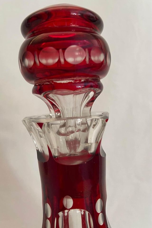 Fľaša brúsené rubínovú sklo - 4