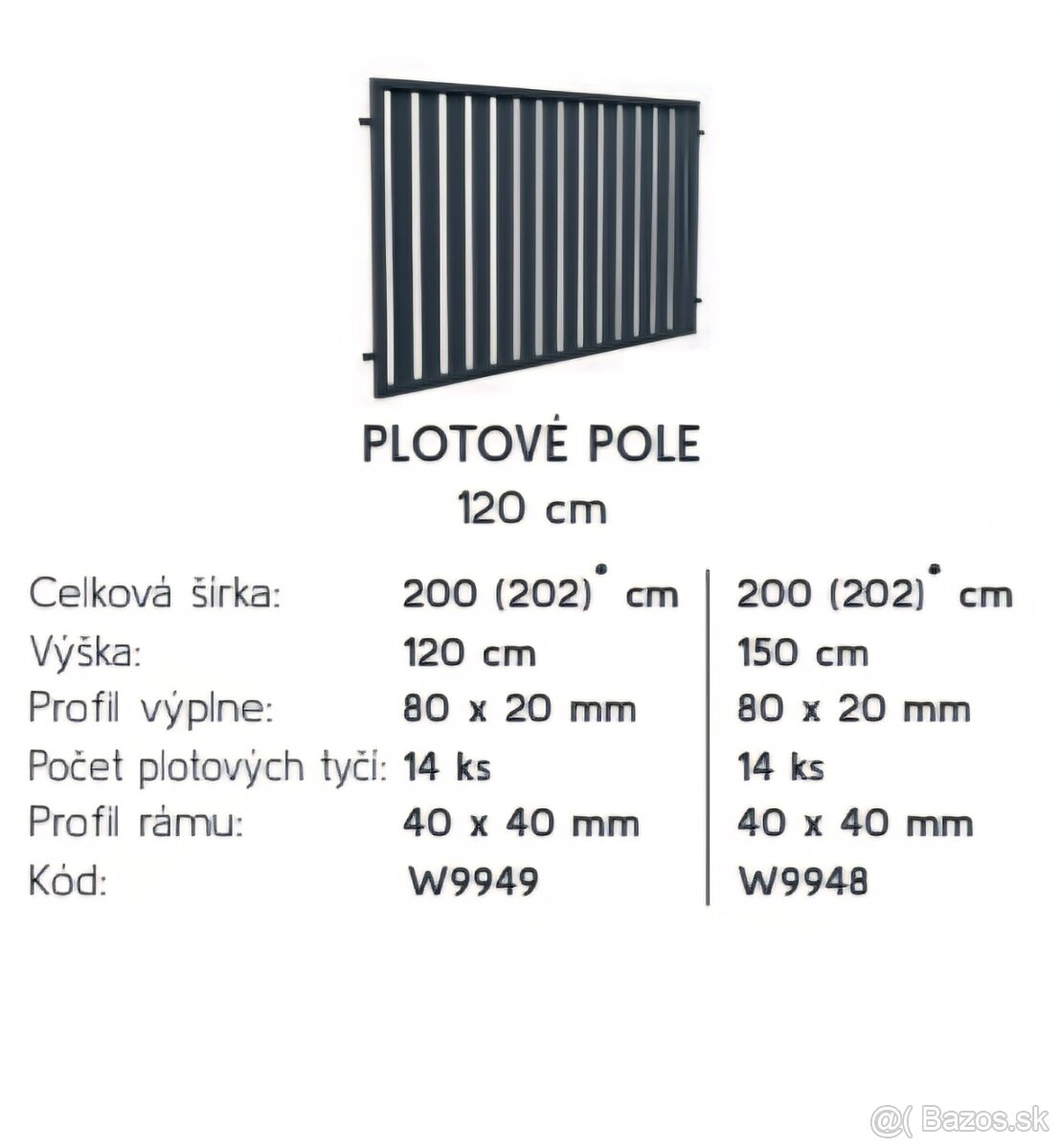 Plotové pole 2m x 1.2m pozinkované. - 4