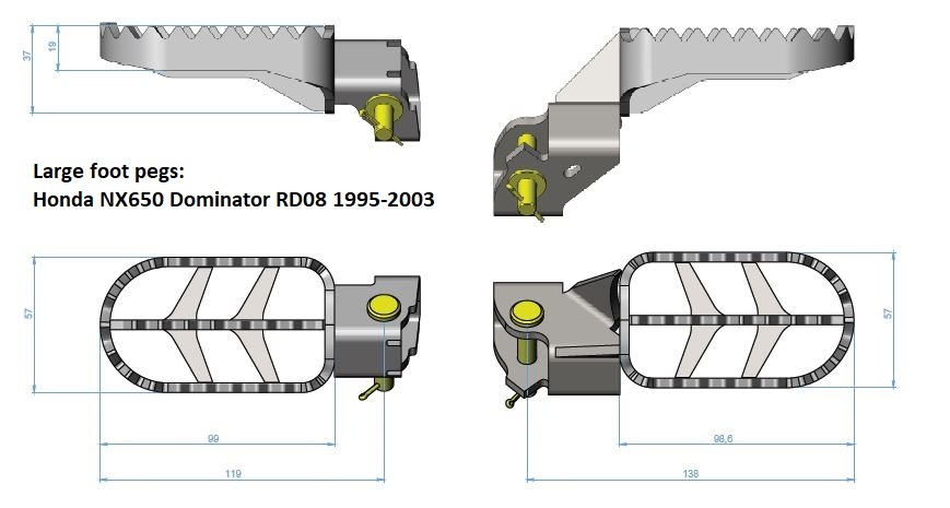 Široké enduro stupačky Honda NX650 Dominator RD08(1995-2003)