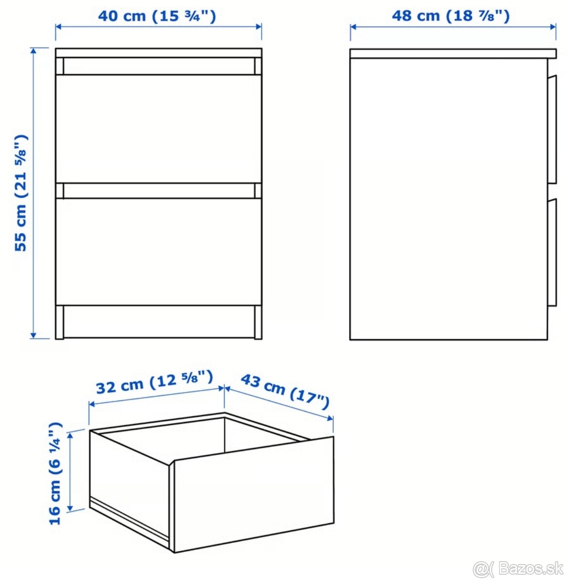 Nočný stolík MALM IKEA (2ks) - 4
