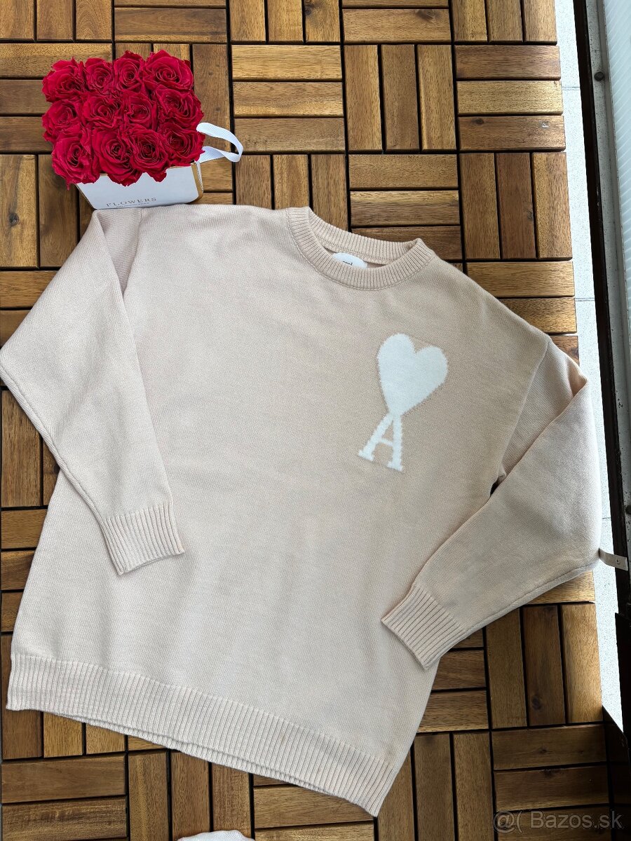 Ami pletený kremovy pulover sveter - 4