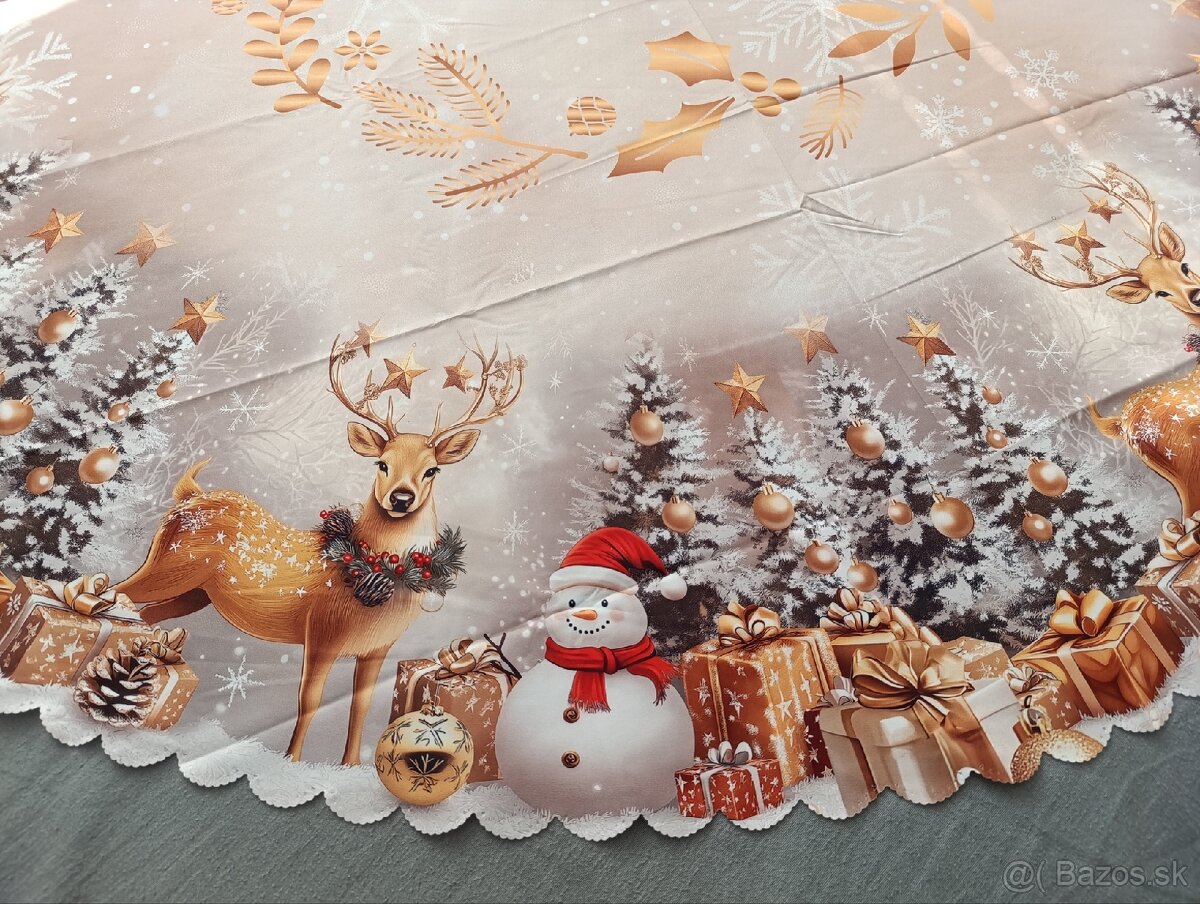 Vianočný zlatý teflonový obrus - 4