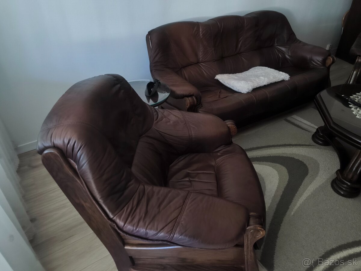 Predám koženú sedaciu súpravu 3+2+1 - 4