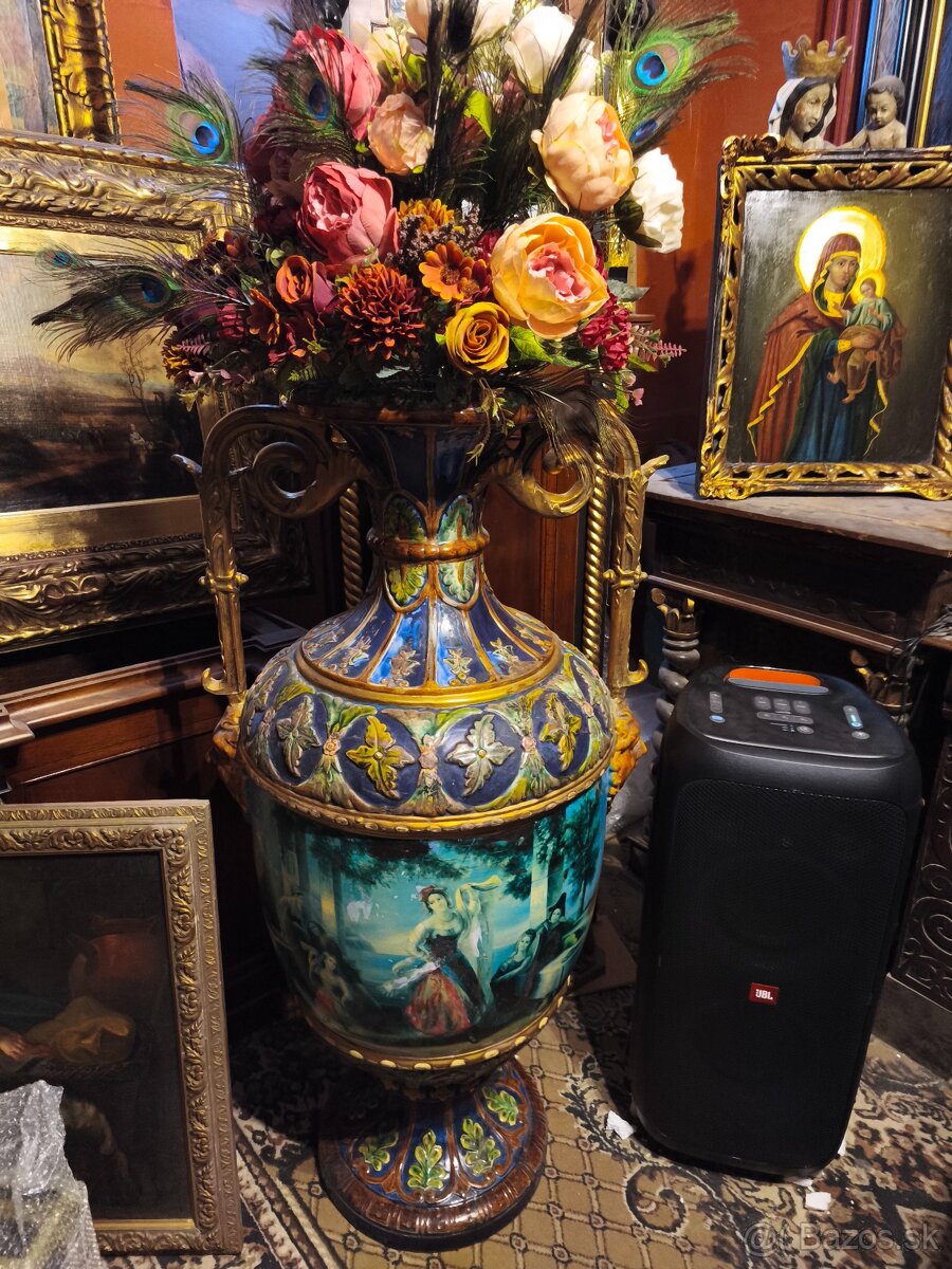 Luxusná starožitnã, keramická vázaz pólov.19.storoč. - 4