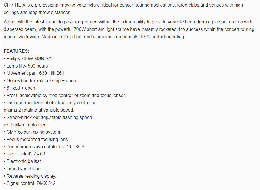 Coemar CF7 rotačné hlavy - silný svetelný výstup, 7° beam - 4