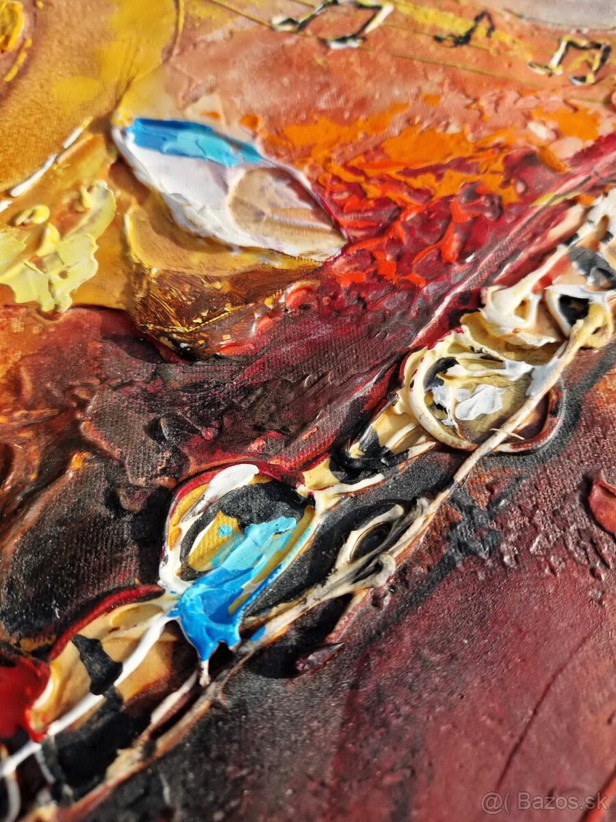 SHAUL KOSMAN - Saxofón a klavír (olejomaľba) nerámovaný - 4