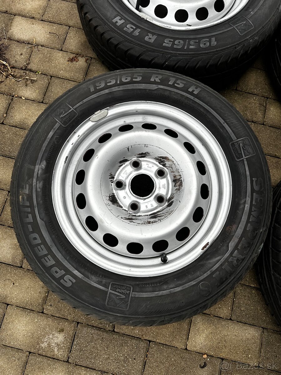 Predám disky 5x112 + letne pneu semperit 195/65 R15 - 4