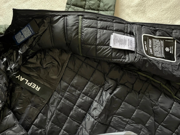 REPLAY prechodná pánska bunda s kapucňou tmavozelená M - 4